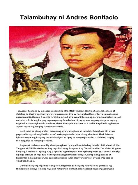 maikling talambuhay ni andres bonifacio|Talambuhay ni Andres Bonifacio .